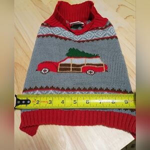 Dog Sweater Spirit Red and Gray Turtleneck Sweater with Car Design